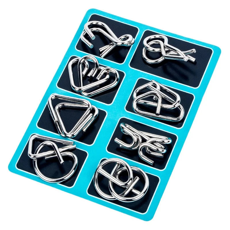 8 Teile/satz Metall Montessori Puzzle Draht IQ Geist Gehirn Teaser Puzzles Erwachsene Interaktive Spiel Reliever Pädagogisches Spielzeug