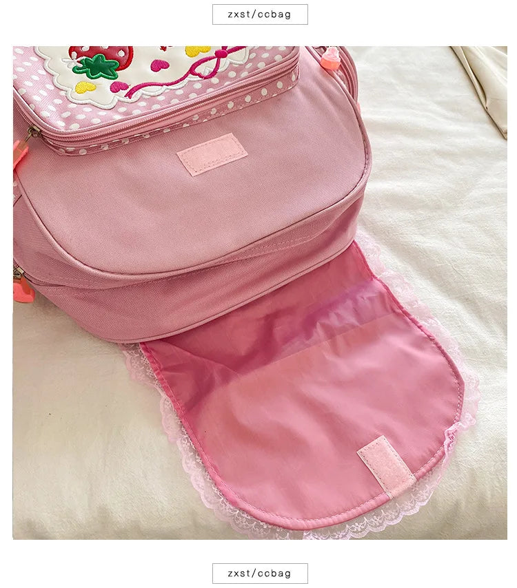Strawberry Embroidered Backpack