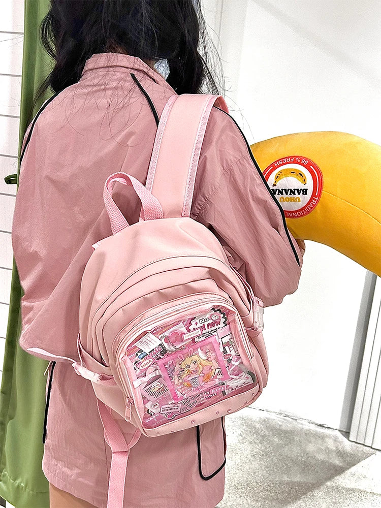 Y2K Nette Mini Rucksack Frauen Kawaii Ita Tasche Süße Mädchen Transparent Rucksack DIY Persönlichkeit Display Rucksack Lolita Schulter Tasche