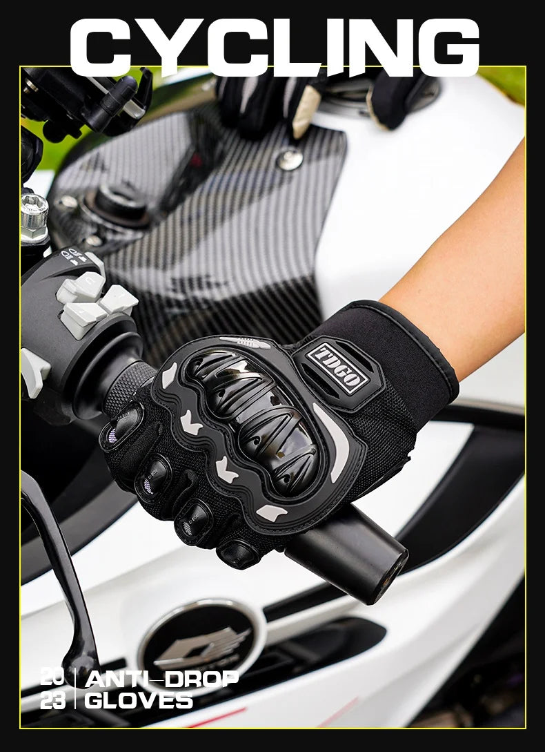 Sommer Motorrad Atmungsaktive Vollfinger Handschuhe Leder Schutzausrüstung Dirt Bike Sport Racing Reithandschuhe