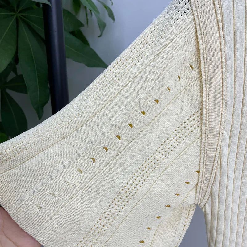 Sommer Frühjahr Neue Französisch Elegante Duft High-end-Schlankheits Gestrickte Meerjungfrau Kleid Hohl Abnehmen Fischschwanz Stricken Kleid