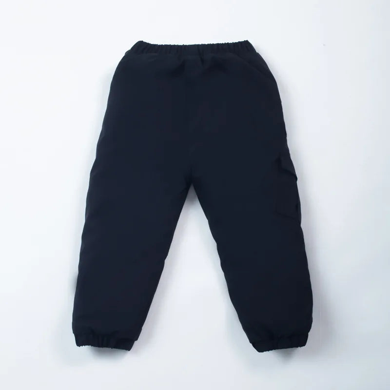 Kinder-Daunenhosen Herbst Winter Jungen Mädchen Einfarbige Dicke Warme Winddichte Hosen Für 4-12-Jährige Teenager Kinder Baumwoll-Schneehosen