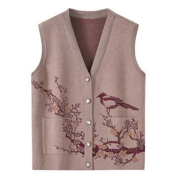 Frauen Pullover Strickjacken Westen Frühling Herbst Oma Outfits Warme Weste Für Mütter Mittleren Alters Winter Weste Jacken 5XL