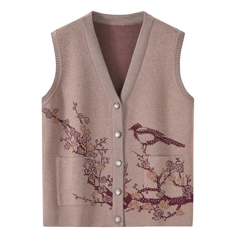 Frauen Pullover Strickjacken Westen Frühling Herbst Oma Outfits Warme Weste Für Mütter Mittleren Alters Winter Weste Jacken 5XL