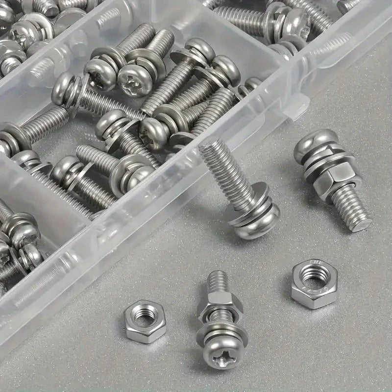 Hex Nut and Bolt Set - 320pcs/120pcs, Durable Metric Sizes M2 - M5, Universal Hardware Kit for DIY Projects and Repairs.