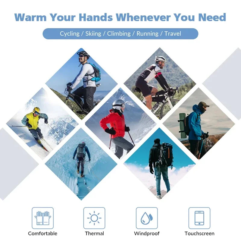Winterhandschuhe -40 ℃   Wasserdichte Thermo-Touchscreen-Thermo-Winddichte warme Handschuhe für kaltes Laufen, Reiten, Sport, Wandern, Skifahren