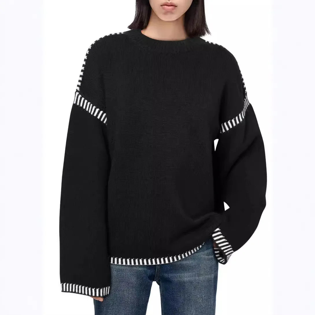 Strickwaren Damen Kleidung Sueter Roupas Femininas Damen Winter Strickpullover Rundhalsausschnitt Lose Lange Ärmel Herbst Mode 2025