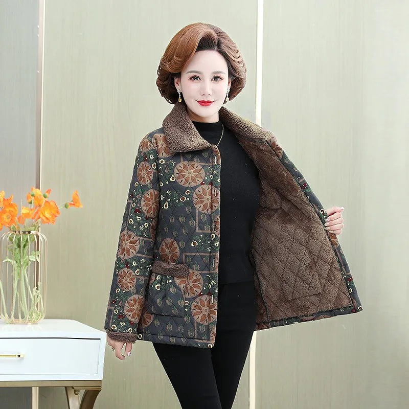 Mutter Winter Baumwolle Kleidung Plüsch Dicke Warme Gepolsterte Mantel Mittleren Alters Mutter Casual Parkas Ältere Oma Jacke