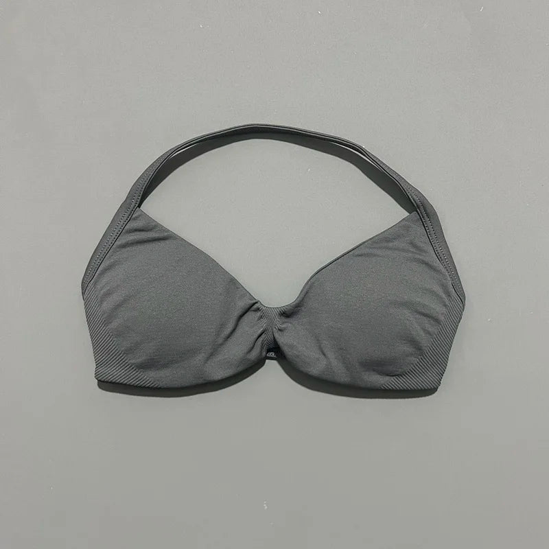 Sport-BH mit Trägern, Yoga-Unterwäsche, Damen-Gymnastik-Top, Lauftraining, rückenfreier BH, hohe Unterstützung, aktive Kleidung, Fitness, Workout, Neckholder