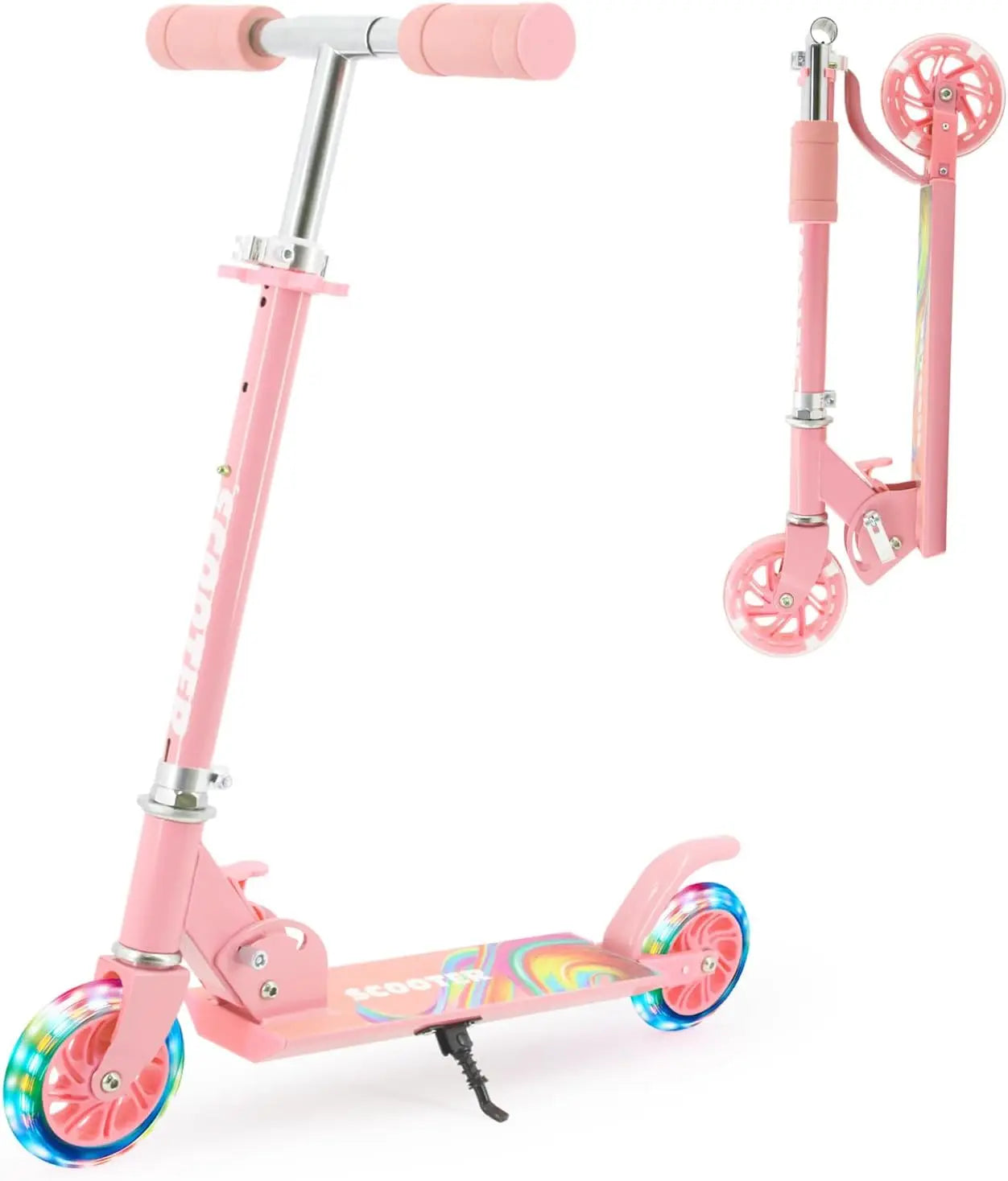 Roller für Kinder im Alter von 6-12/3-5 Jahren, faltbar und höhenverstellbar, LED-Leuchtrollen, maximale Belastung 50 kg.