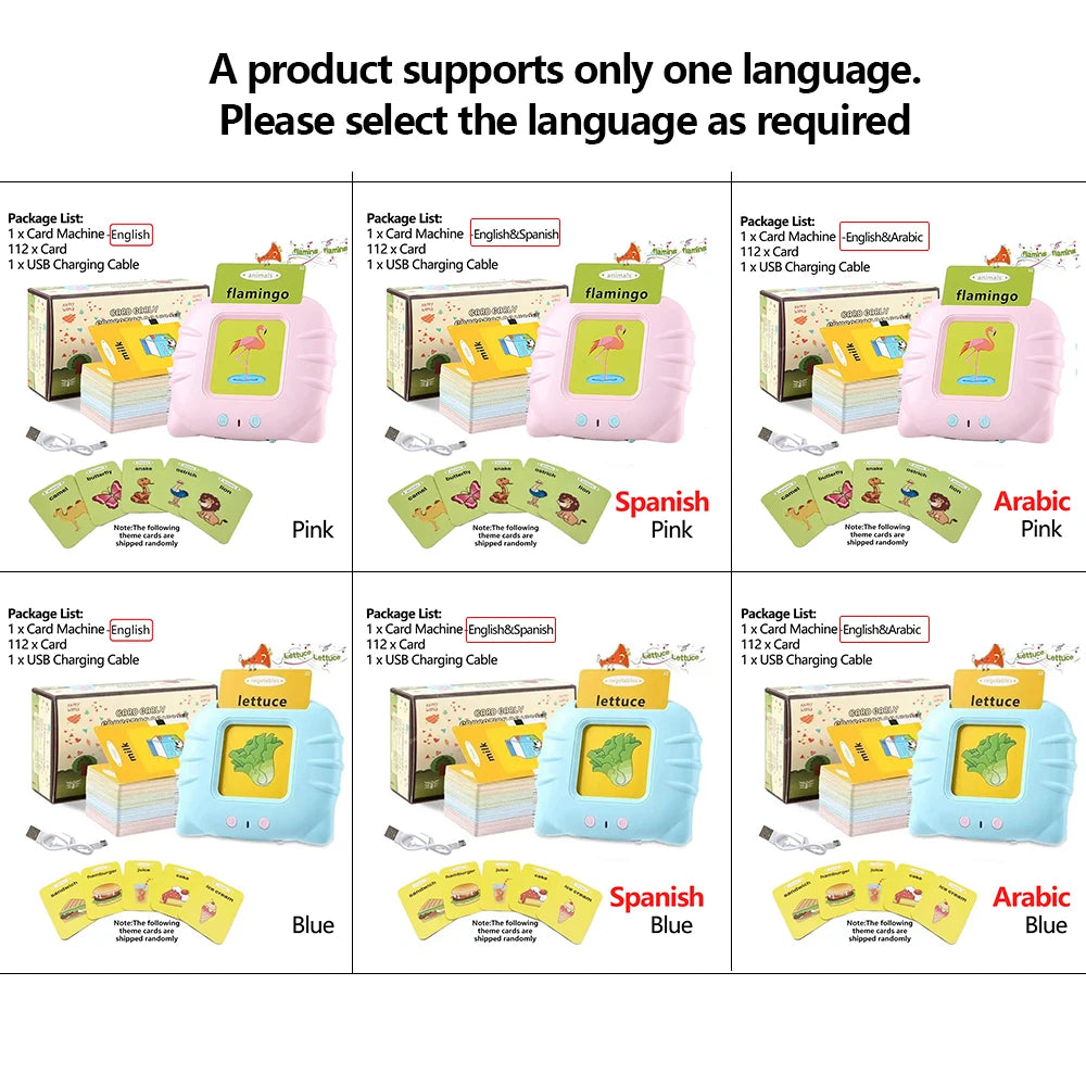 Lernkarte für die frühe Bildung, Lernspielzeug, sprechende Lernkarten für Kinder im Vorschulalter, Englisch, elektronisches Hörbuch, Maschine, Geschenk