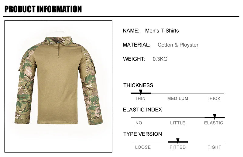 Outdoor Taktische Wandern T-Shirts Männer Kampf Militär Armee CP Camouflage Langarm Jagd Klettern Hemd Baumwolle Sport Kleidung