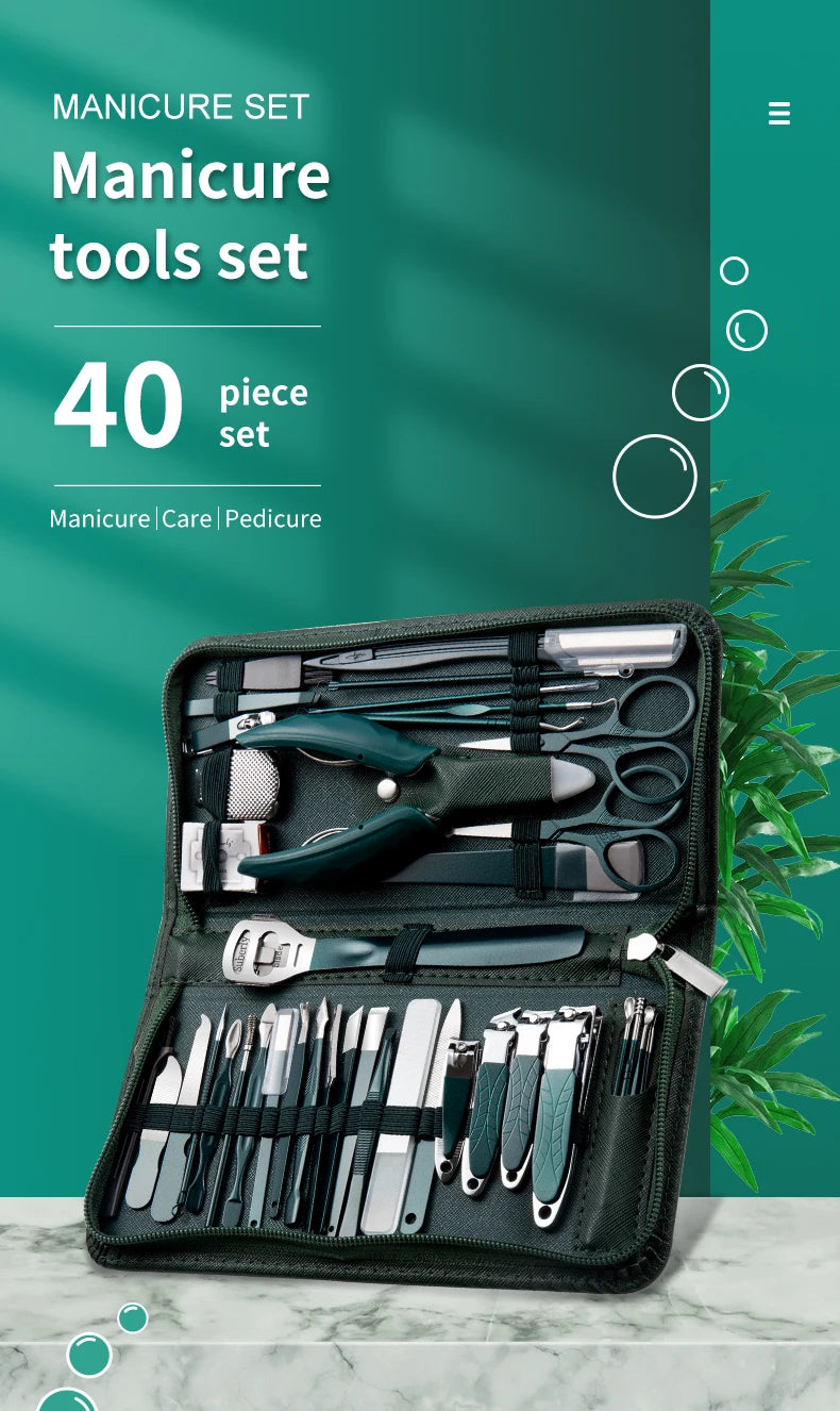 40 Stück Maniküre Set Nagel knipser Kit Nagel hauts chere Edelstahl Fußpflege werkzeuge mit Ledertasche Fuß raspeln Kallus rasierer