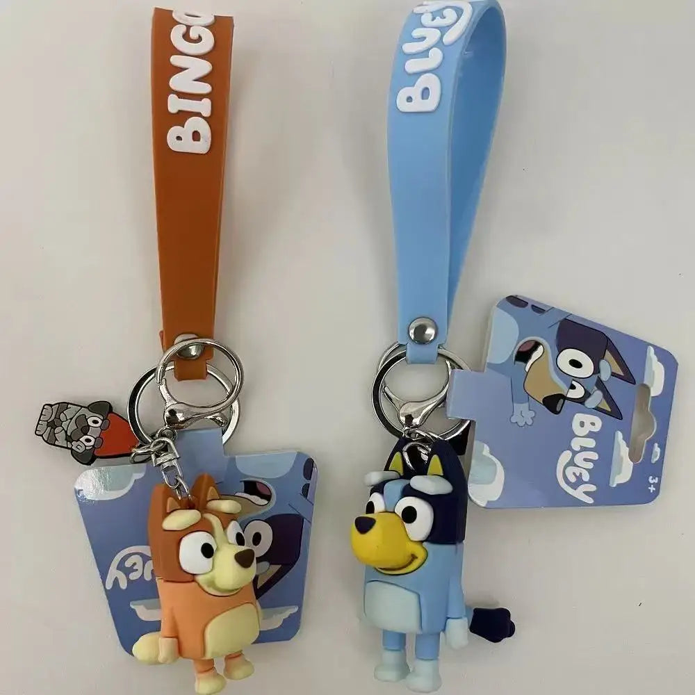 Original Bluey Bingo Christine Heeler Anime-Zubehör Niedlicher Silikon-Modell-Schlüsselanhänger Kawaii Geschenk
