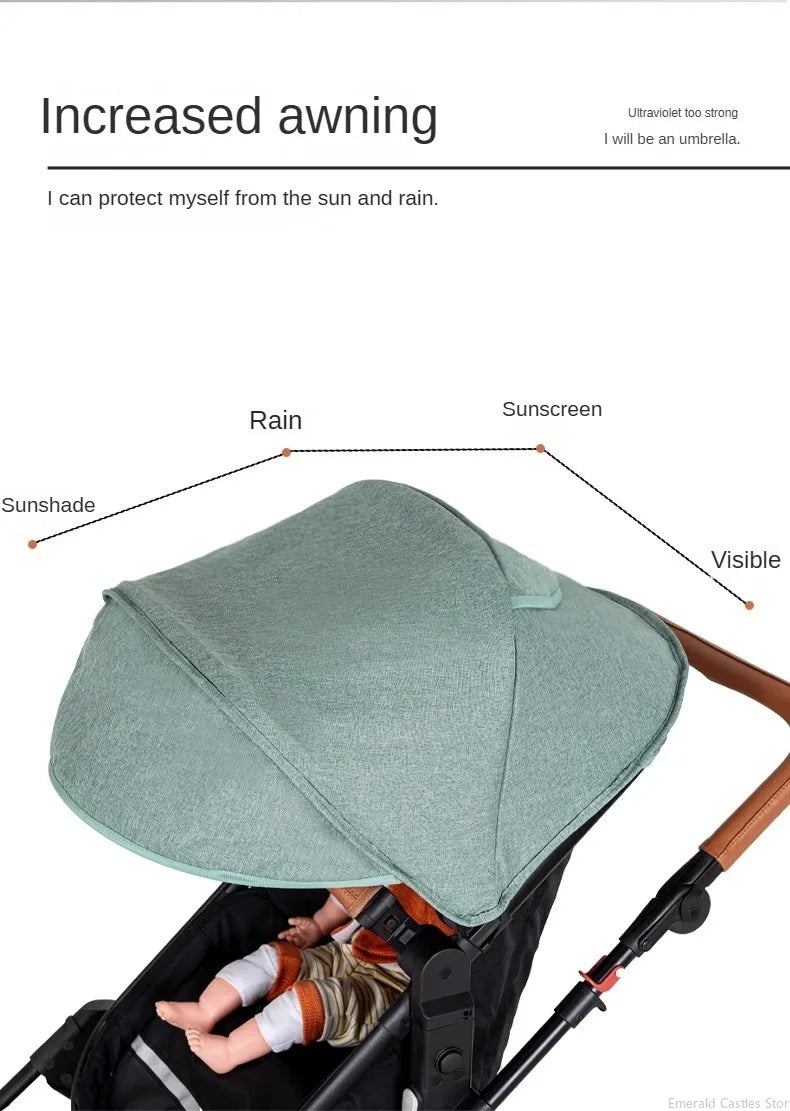 3-in-1-Zwillings-Kinderwagen mit Autositz für zwei Kinder, faltbar, stoßdämpfender Kinderwagen mit hoher Landschaft