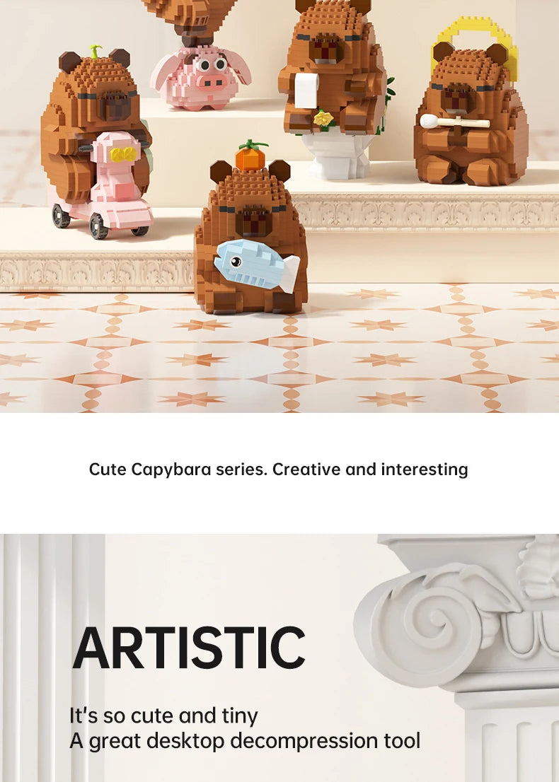 „Capybara Bausteine Set – Süßes Wasser-Meerschweinchen-DIY-Modell |   Lustiges STEM-Spielzeug für Kinder und Erwachsene