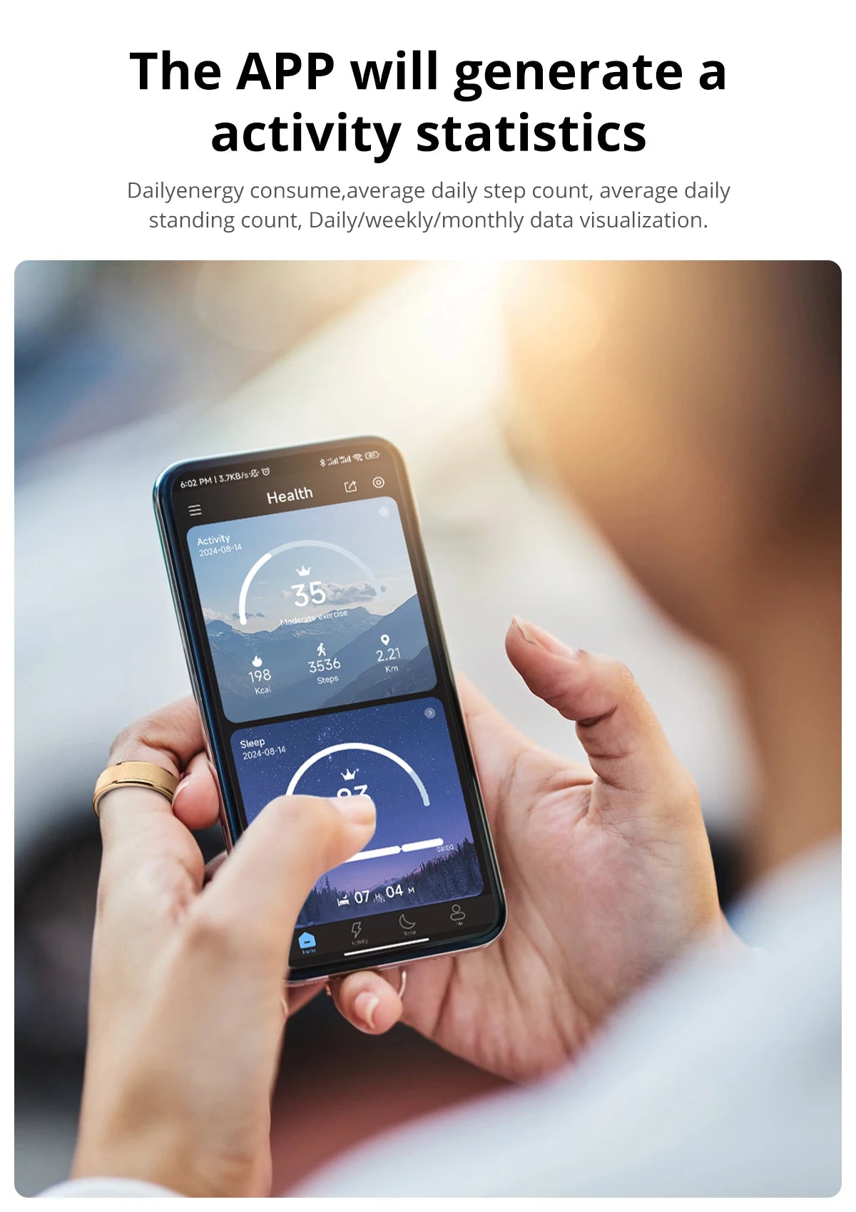 COLMI R10 Smart Ring mit Ladeetui für Männer und Frauen, Gesundheits- und Schlafmonitor, 5ATM wasserdicht, Multi-Sport-Modus