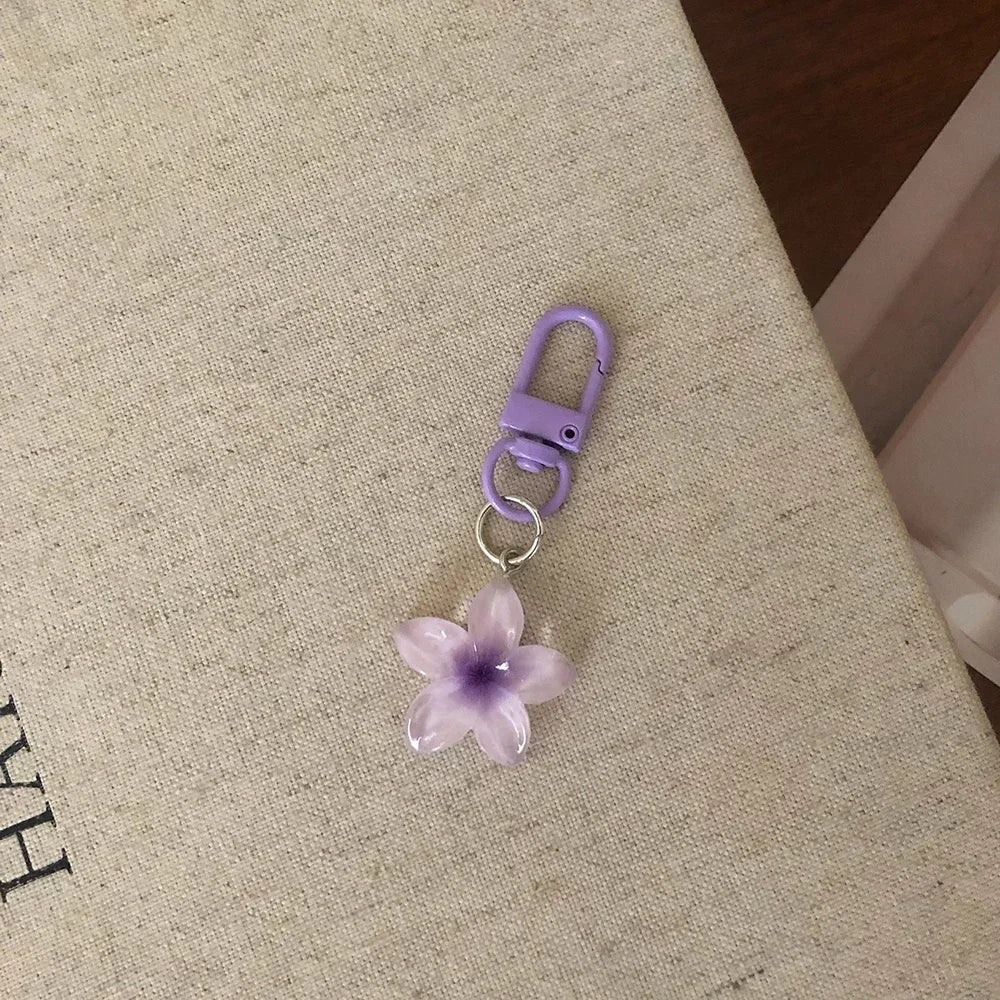 Transparenter Y2K-Schlüsselanhänger mit Blumenmuster, niedlicher ästhetischer Mehrzweck-Schlüsselhalter, Tasche, Kopfhörerhülle, Charm-Zubehör für Frauen und Mädchen