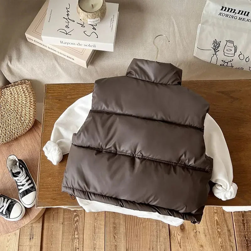 Kinder-Daunen-Baumwollweste, neues Herbst- und Winter-Tanktop für Jungen und Mädchen zum Tragen im Teenageralter, dicker Mantel