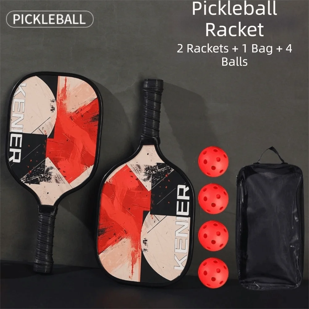 Stoßfestes Pickleball-Paddel-Set, rutschfester Griff, hochelastisches Schläger-Set mit 2 Schlägern und 4 Pickleballs