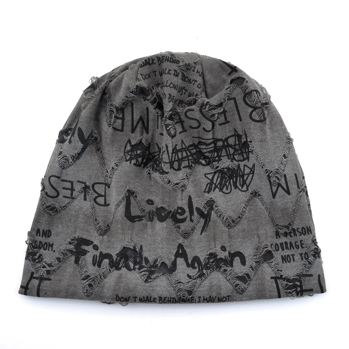 Beanie-Mütze mit Buchstaben-Aufdruck für Damen und Herren, Vintage-Design im Distressed-Look  Wasteland Style Frühling Sommer Warmer, mit Fleece gefütterter Winter
