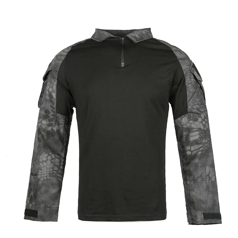 Outdoor Taktische Wandern T-Shirts Männer Kampf Militär Armee CP Camouflage Langarm Jagd Klettern Hemd Baumwolle Sport Kleidung