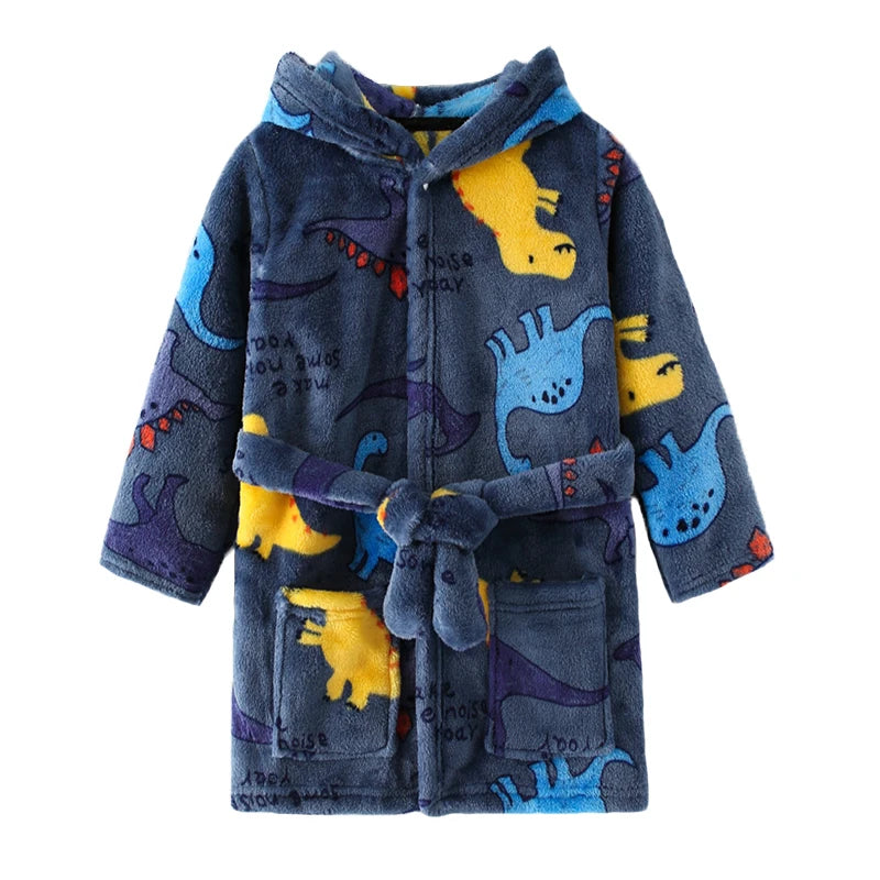 Flanell-Pyjama für Jungen und Mädchen, Herbst und Winter, Kinder-Nachtwäsche, weiche Kapuze, Kinder-Homewear, 2–8 Jahre