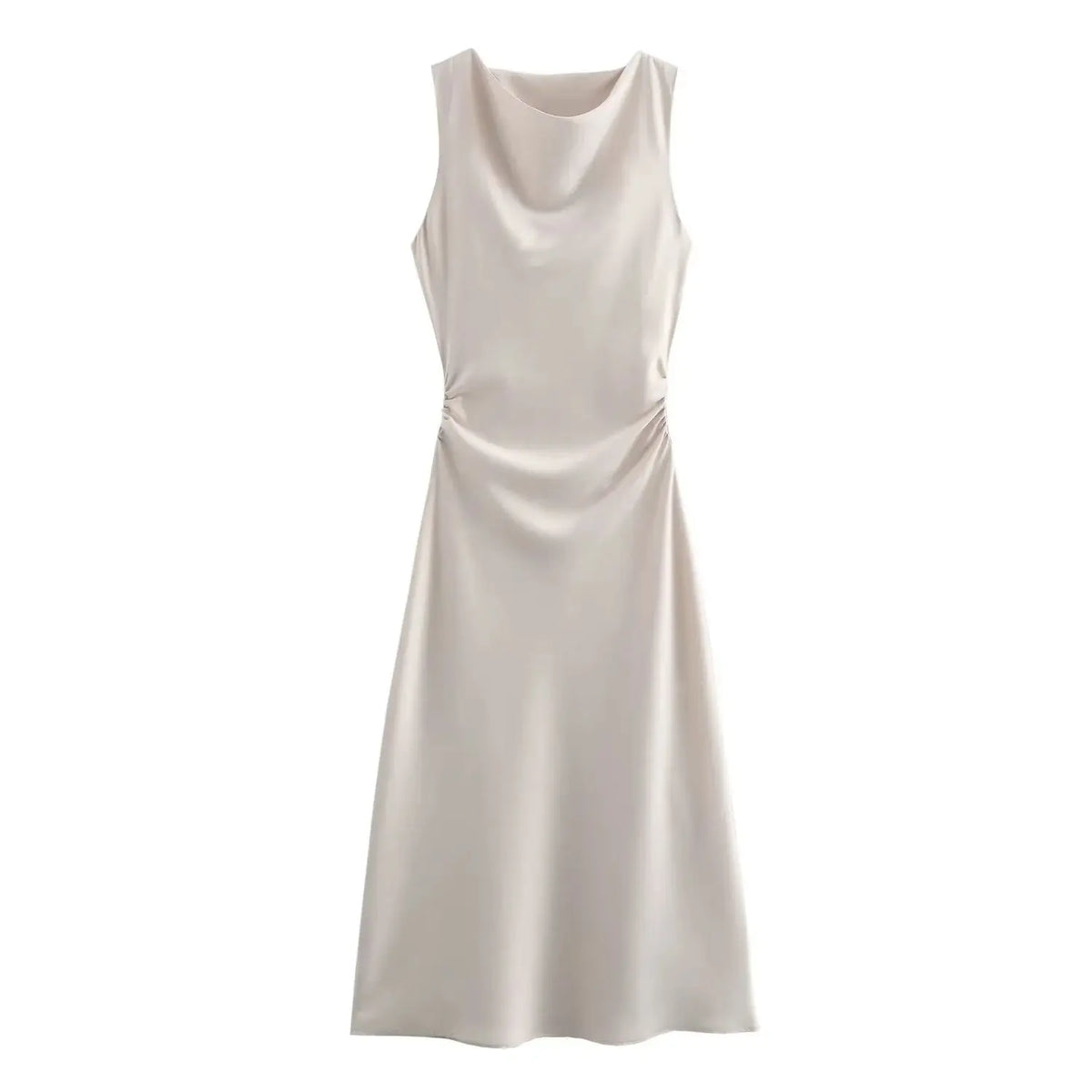 Satin Lange Kleider für Damen 2026 Sommer Slip Midi-Kleid Sexy Abendkleid Ärmellos Elegante Damenkleider