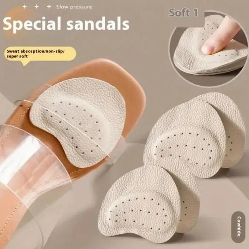 4 Stück Sandalen-Antirutsch-Aufkleber, Leder-Vorfußpolster für Damen High Heels, Schmerzlindernde Einlagen, Zehenkissen, Fußpflege-Schuhpolster
