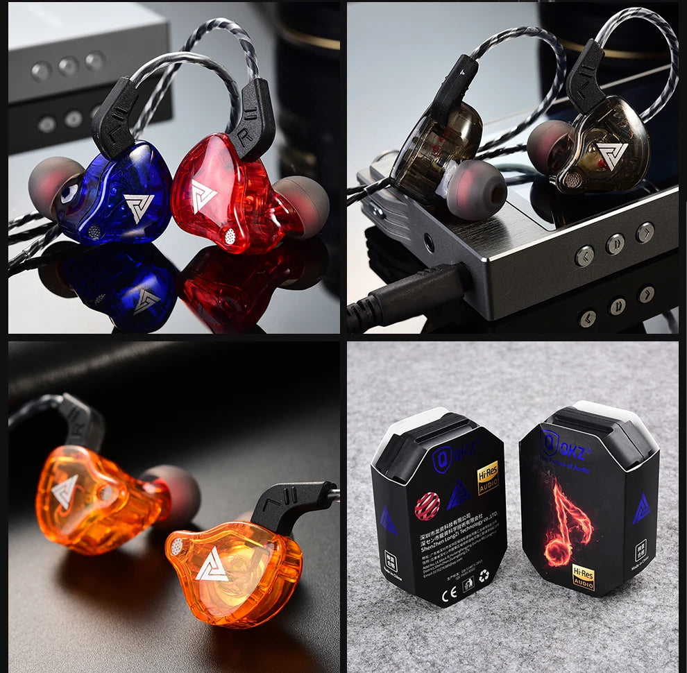 Original QKZ AK6 In-Ear Headphones 6 Dynamic Driver Unit Earphones with Microphone Stereo Sports HiFi Subwoofer Headset Monitor Earbuds