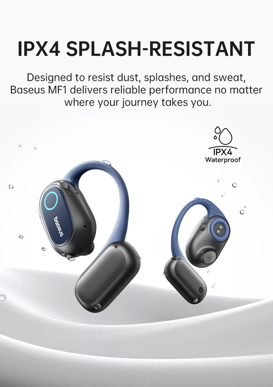 Baseus Bowie MF1/Eli 15i Fit Open-Ear Sport Wireless-Kopfhörer Bluetooth 5.4 Ohrbügel Big Bass Sport-Ohrhörer 60 Stunden Spielzeit