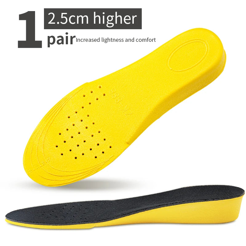 Unsichtbare Einlegesohlen zur Erhöhung der Höhe für Damen und Herren, Fersenlift, gelbe Schuhe, Sohlenpolster, atmungsaktiv, Stoßdämpfung, Fußpflegekissen