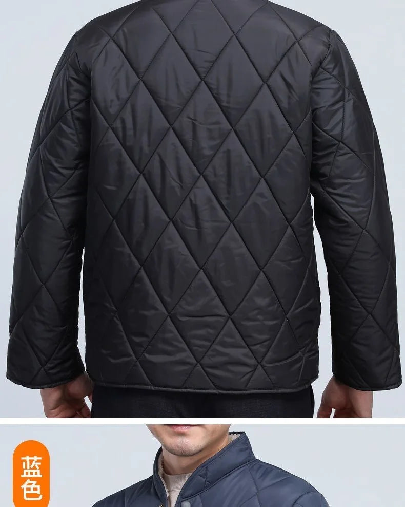 Neue Lammfell-Baumwolljacke für Ältere Herren, Dicke Fleece-Gefütterte Lockere Warme Winterjacke für Väter und Großväter