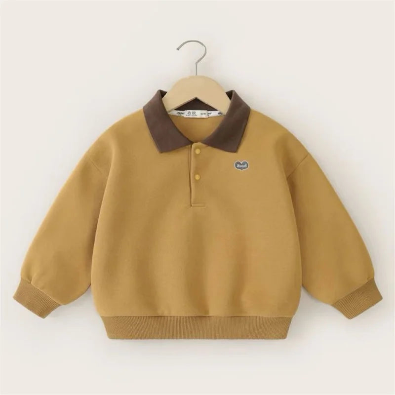 Jungen Pullover Kinder Polo Kragen Pullover Frühling Herbst Neue Kinder Teenager Langarm Brief Mantel Baby Casual Pullover 2-8 Jahre
