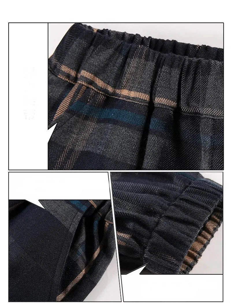 Jungen Dicke Plaid Hosen Frühling Herbst Mädchen Plus Samt Warme Kordelzug Kinder Trend Hosen Mode Teen Sport Casual Hosen 4-12Y