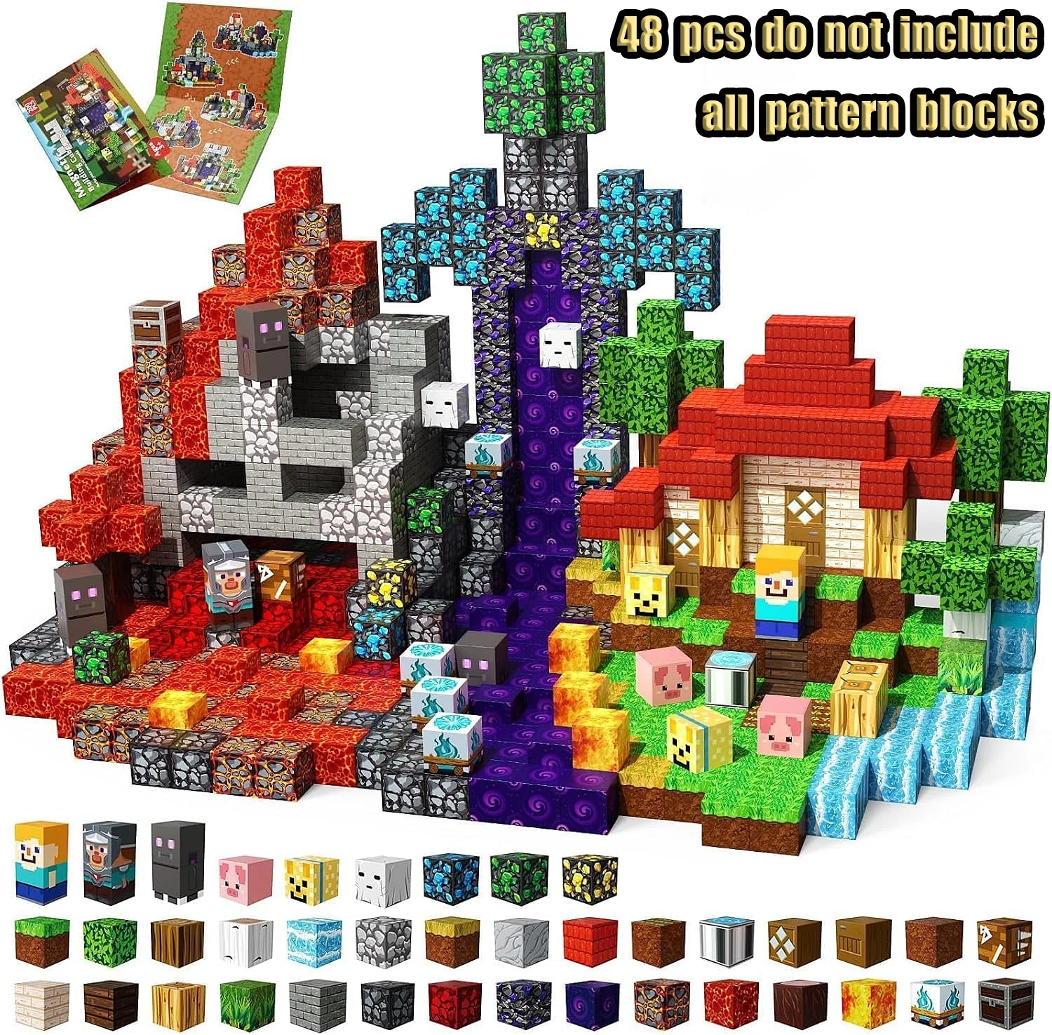 Magnetische Bausteine Minenwelt Magnetische Minenexploration Konstruktions-Würfel STEM Spielzeug-Set Geschenk für Jungen Mädchen Kinder
