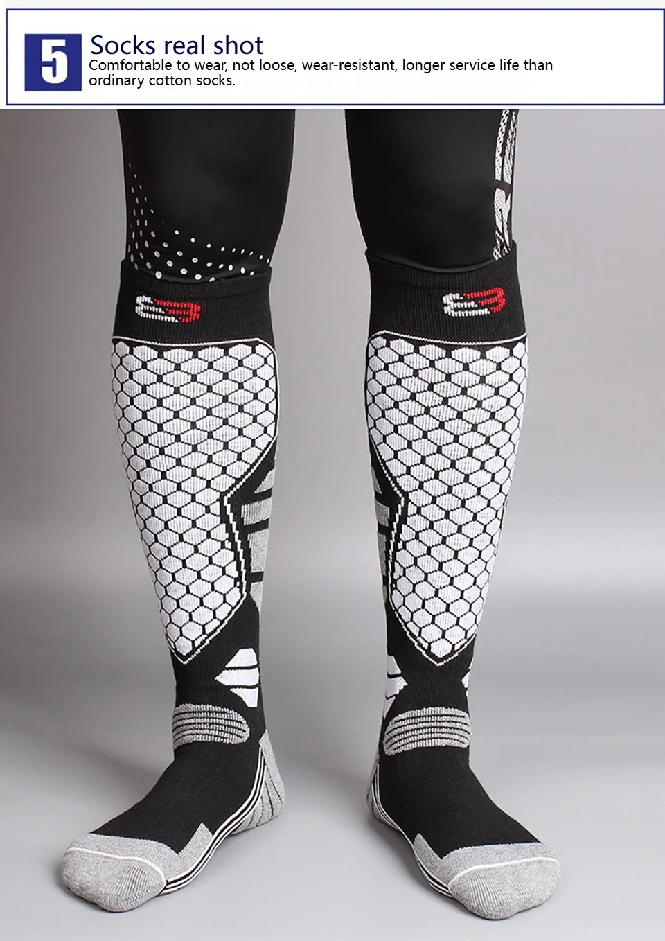 GTUBIKE 1 Paar warme Winter-Skistrümpfe, verdickende Wandersocken für Damen und Herren, Anti-Kälte-Skifahren, Outdoor-Sportstrümpfe, Schnee