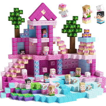 Magnetische Bausteine Minenwelt Magnetisches Pool-Schloss Villa Party Konstruktions-Bausteine STEM Jungen Mädchen Kinder Spielzeug-Set Geschenk