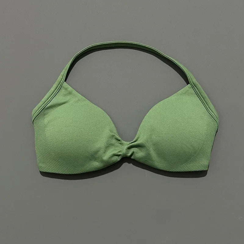 Sport-BH mit Trägern, Yoga-Unterwäsche, Damen-Gymnastik-Top, Lauftraining, rückenfreier BH, hohe Unterstützung, aktive Kleidung, Fitness, Workout, Neckholder
