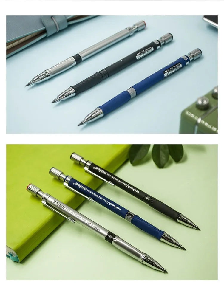 Druckbleistift-Set 2,0 mm mit 2B-Schwarz/Farben-Minenminen zum Schreiben, Skizzieren, Kunst, Zeichnen, Malen, Schule, automatischer Bleistift