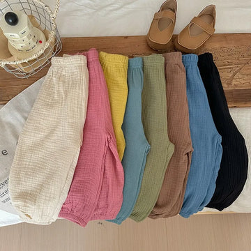 Einfarbig Einfache kinder Hosen Sommer Kleidung Dünne Lose Kinder Anti-moskito Hosen Baby Mädchen Pumphose Casual Hosen