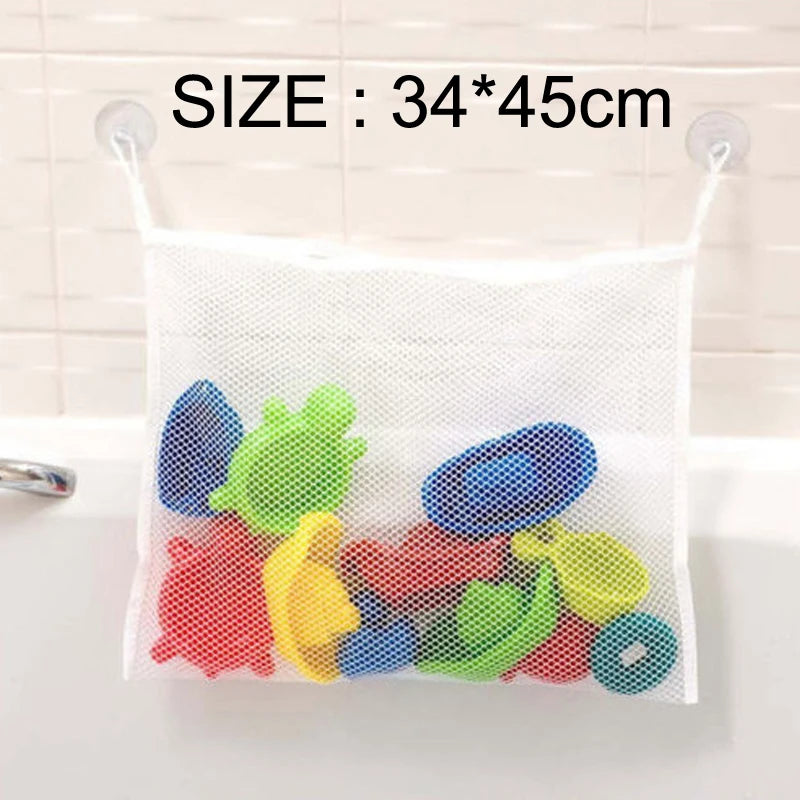 QWZ Neue Cartoon Ente Baby Badezimmer Mesh Tasche Sucker Design Für Bad Spielzeug Kinder Tier Formen Tuch Sand Spielzeug Lagerung Net Tasche