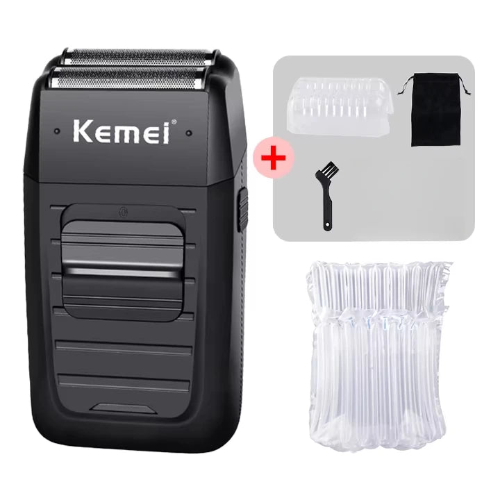 Kemei wiederaufladbarer Akku-Rasierer für Männer, Twin-Klinge, hin- und hergehender Bartrasierer, Gesichtspflege, multifunktionaler starker Trimmer KM-1102