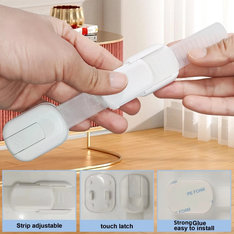 Baby Safety Lock, Drawer Child Proof Latch, Cabinet Locks, Self-Adhesive Cabinet, Drawer and Door Straps, Baby Proof Straps