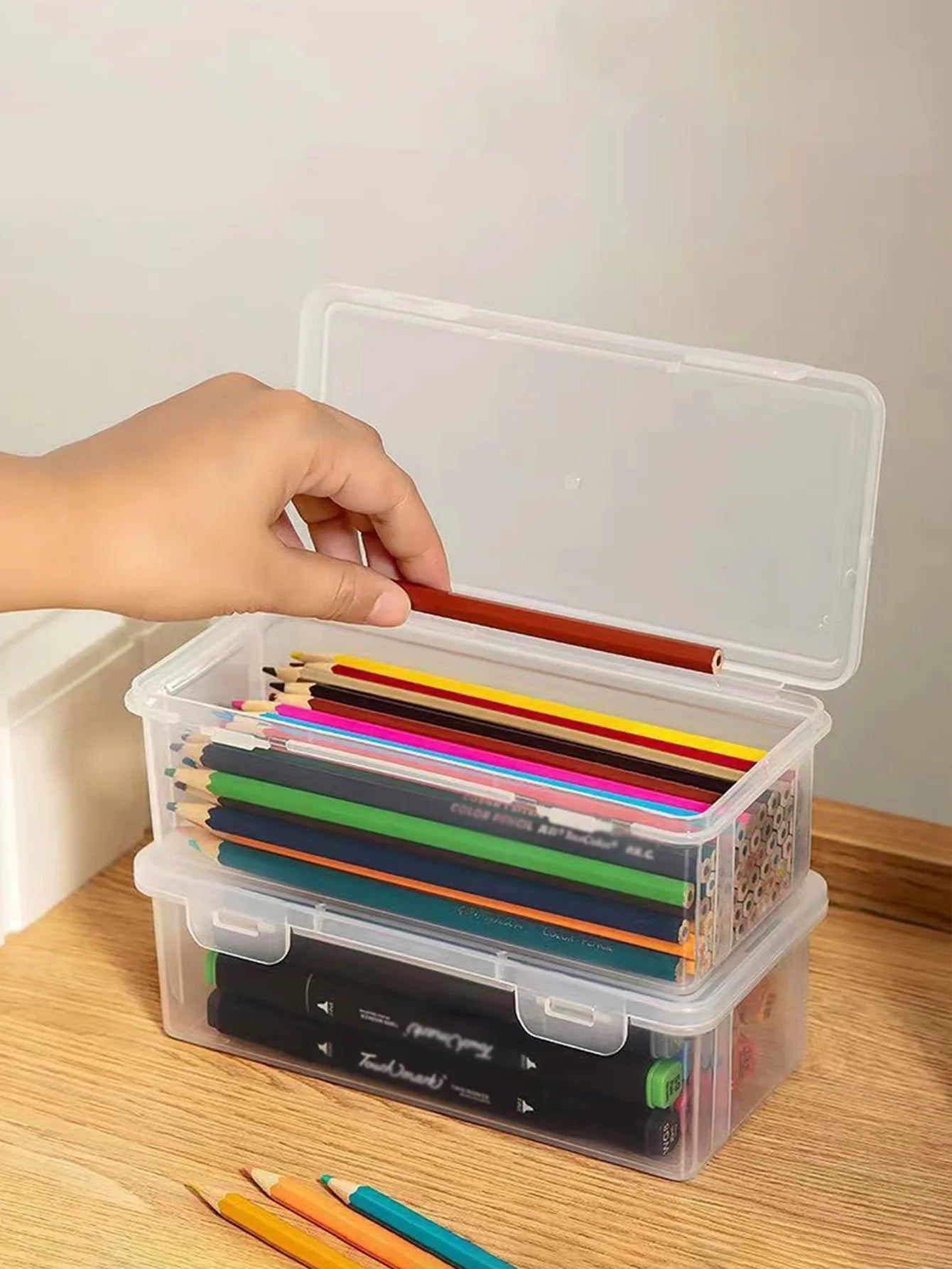 1 Stück durchscheinendes Federmäppchen, großes Fassungsvermögen, leicht, praktisch für Schulbedarf, Aufbewahrung, Stiftbox, Organizer-Box