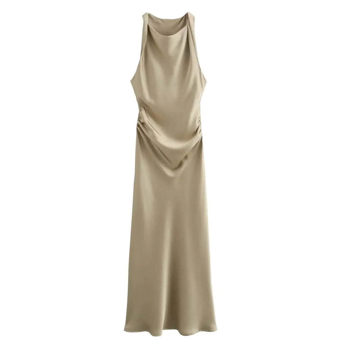 Satin Lange Kleider für Damen 2026 Sommer Slip Midi-Kleid Sexy Abendkleid Ärmellos Elegante Damenkleider
