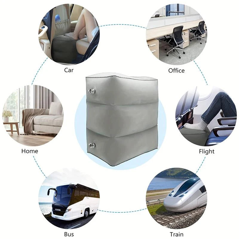 Inflatable three-layer adjustable foot cushion, inflatable footrest, seat for long-distance train car, footrest