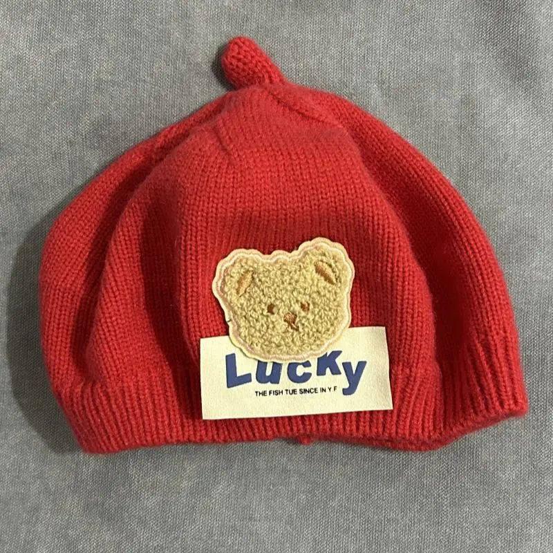 Blume Baby Baskenmütze Hut Winter Warme Gestrickte Beanie Cap für Kleinkind Mädchen Koreanische Kleinkind Prinzessin Künstler Einfarbig Maler Kappen