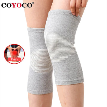 1 Pair Knee Pads Support Protection COYOCO Leg Arthritis Injury Gym Knee Sleeve Elastic Bandage Charcoal Knitted Warm Knee Braces