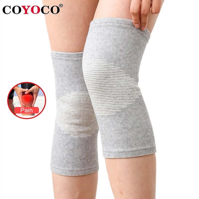1 Pair Knee Pads Support Protection COYOCO Leg Arthritis Injury Gym Knee Sleeve Elastic Bandage Charcoal Knitted Warm Knee Braces